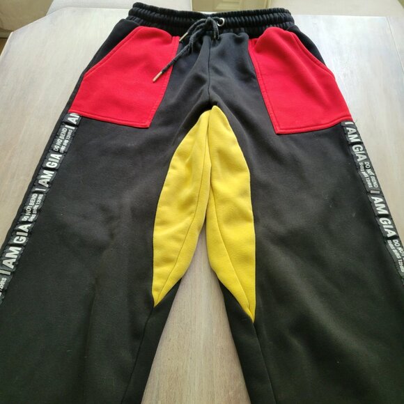 I.AM.GIA Women’s High Rise Color Block Jogger Sweatpants S Black Red Yellow - Picture 4 of 10